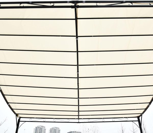 Outsunny Cenador de Jardín 3x3 m Pérgola con Toldo y 16 Orificios de Drenaje para Patio Terraza Metal y Poliéster 180 g/m² Resistente Crema - Image 4