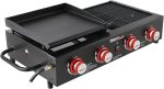 Draagbare gasgrill en bakplaat met 4 branders | Royal Gourmet