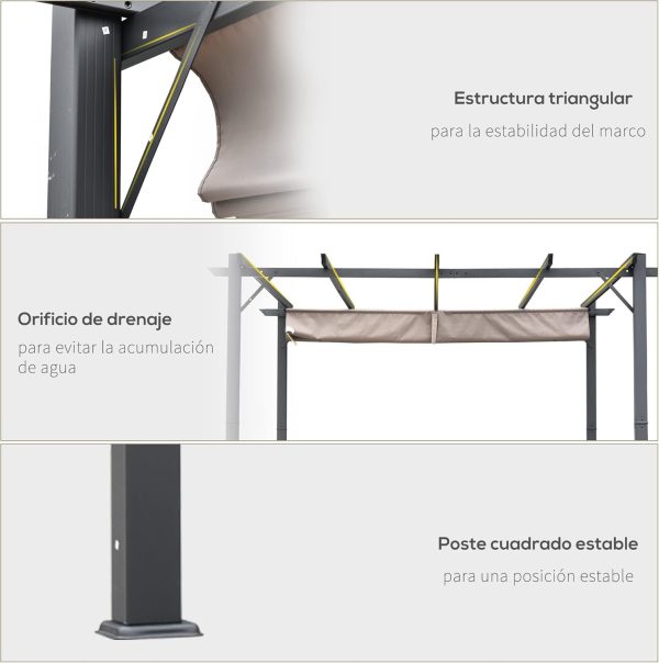 Outsunny Cenador de Jardín aluminio - Imagen 5