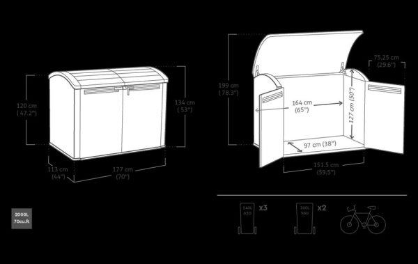 Cobertizo de exterior SIO Ultra - 177x113x134 cm y 2000L - Marrón – Image 2