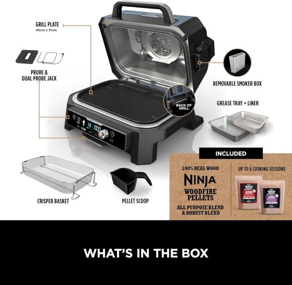 Parrilla y ahumador eléctrico Ninja OG901UK Woodfire Pro Connect XL - Afbeelding 2