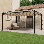 Cenador con techo de lamas 3x4 m Tejido topo y aluminio