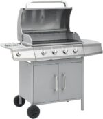 Barbacoa grill de gas 4+1 quemadores negra y plateada Vidaxl