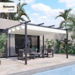 Outsunny Cenador Pérgola de Jardín 3x4 m con Toldo en Poliéster - Imagen 7