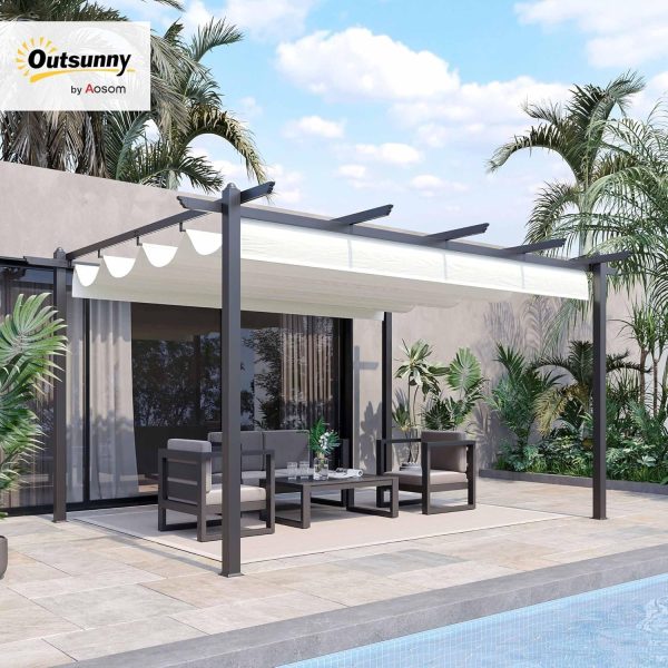Outsunny Cenador Pérgola de Jardín 3x4 m con Toldo en Poliéster - Imagen 7