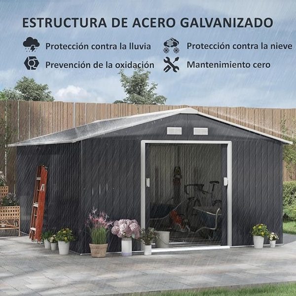 Outsunny Cobertizo de Jardín 340x386x200 cm - Afbeelding 4