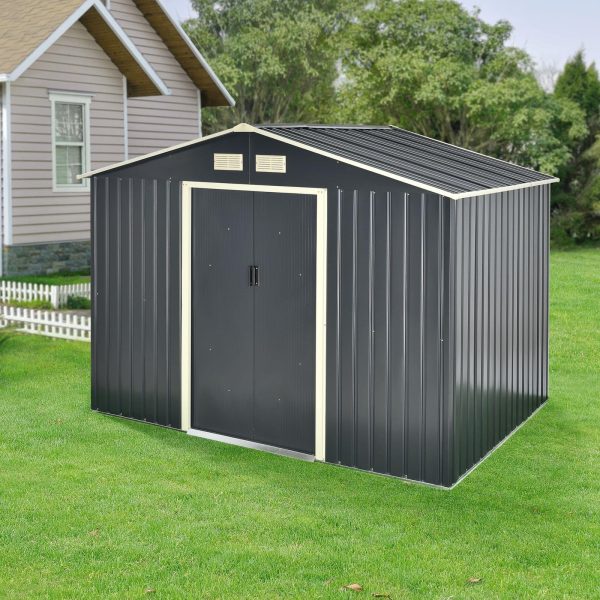 [en.casa] Tuinhuis tuinschuur met schuifdeur 277x191x192 cm 9 m³ donkergrijs – Bild 2