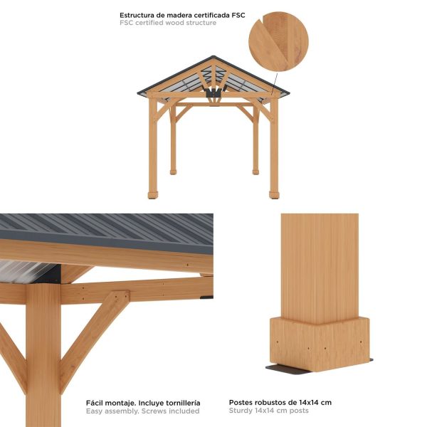 Pérgola de Jardín Gardiun Fénix 12 m2 300x401x282 cm madera Laminada - Image 2