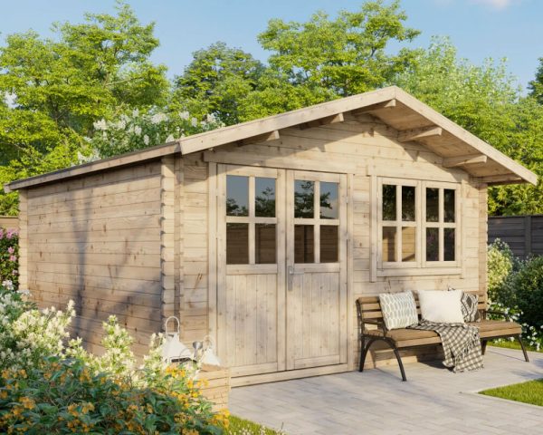 Tuinhuisje Houten schuurtje Gereedschapshuisje Blokhut 4x4m 28mm - Imagen 1
