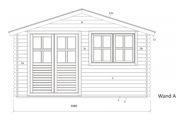 Tuinhuisje Houten schuurtje Gereedschapshuisje Blokhut 4x4m 28mm - Imagen 2