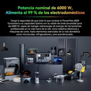 OSCAL PowerMax 6000 Central Eléctrica Portátil Generador Solar Expandible LiFePO4 de 6000W y 3600Wh - Imagen 3