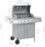 Barbacoa grill de gas 4+1 quemadores negra y plateada Vidaxl - Afbeelding 3