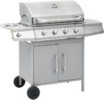 Barbacoa grill de gas 4+1 quemadores negra y plateada Vidaxl - Afbeelding 4