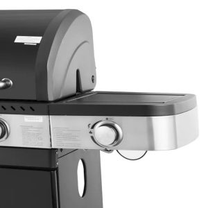 Barbacoa de gas de 2 fuegos + 1 fuego lateral negro 122x57x112 cm – Image 4
