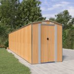 Garden Shed Light Brown 192x855x223 Cm Galvanised Steel