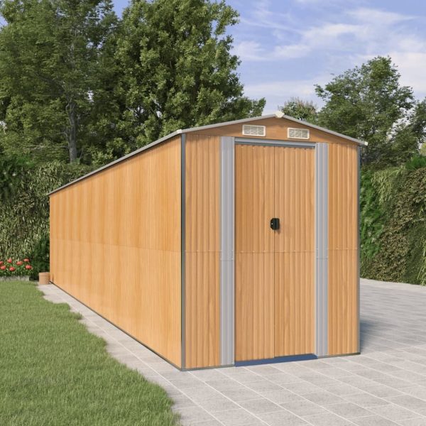 Garden Shed Light Brown 192x855x223 Cm Galvanised Steel - Imagen 1