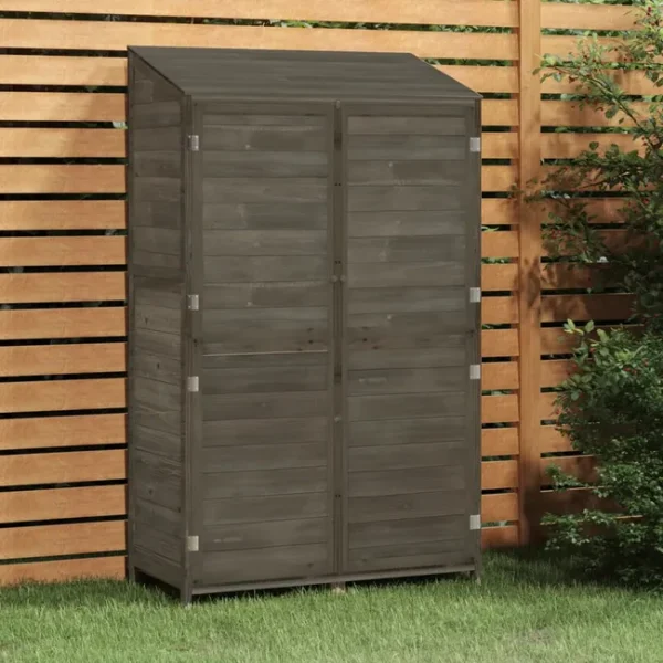Caseta de jardín antracita 102x52x174,5 cm madera maciza de abeto – Image 1
