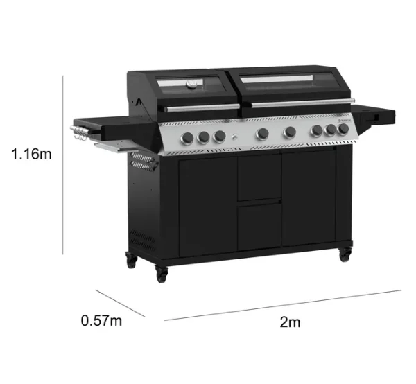 Barbacoa de gas natural upsilon de 6 quemadores y 28,2 kw de - Afbeelding 7