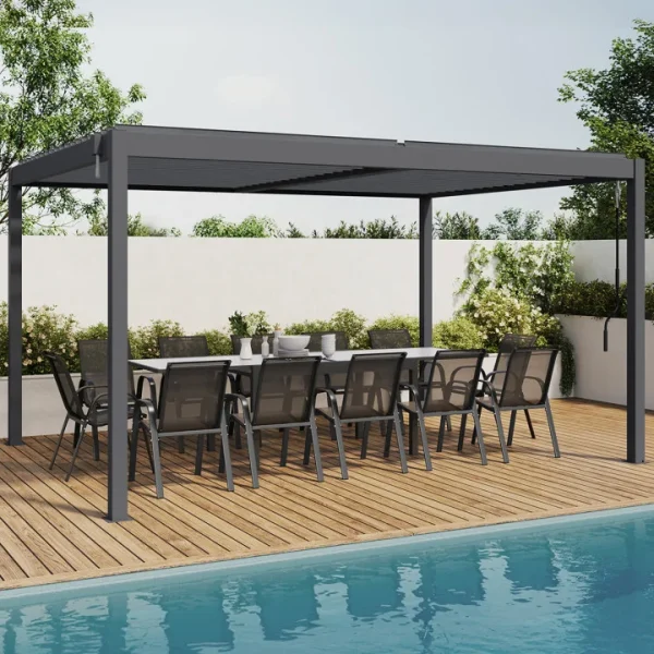 Pérgola con lamas orientables 3x4 M gris antracita - Imagen 2